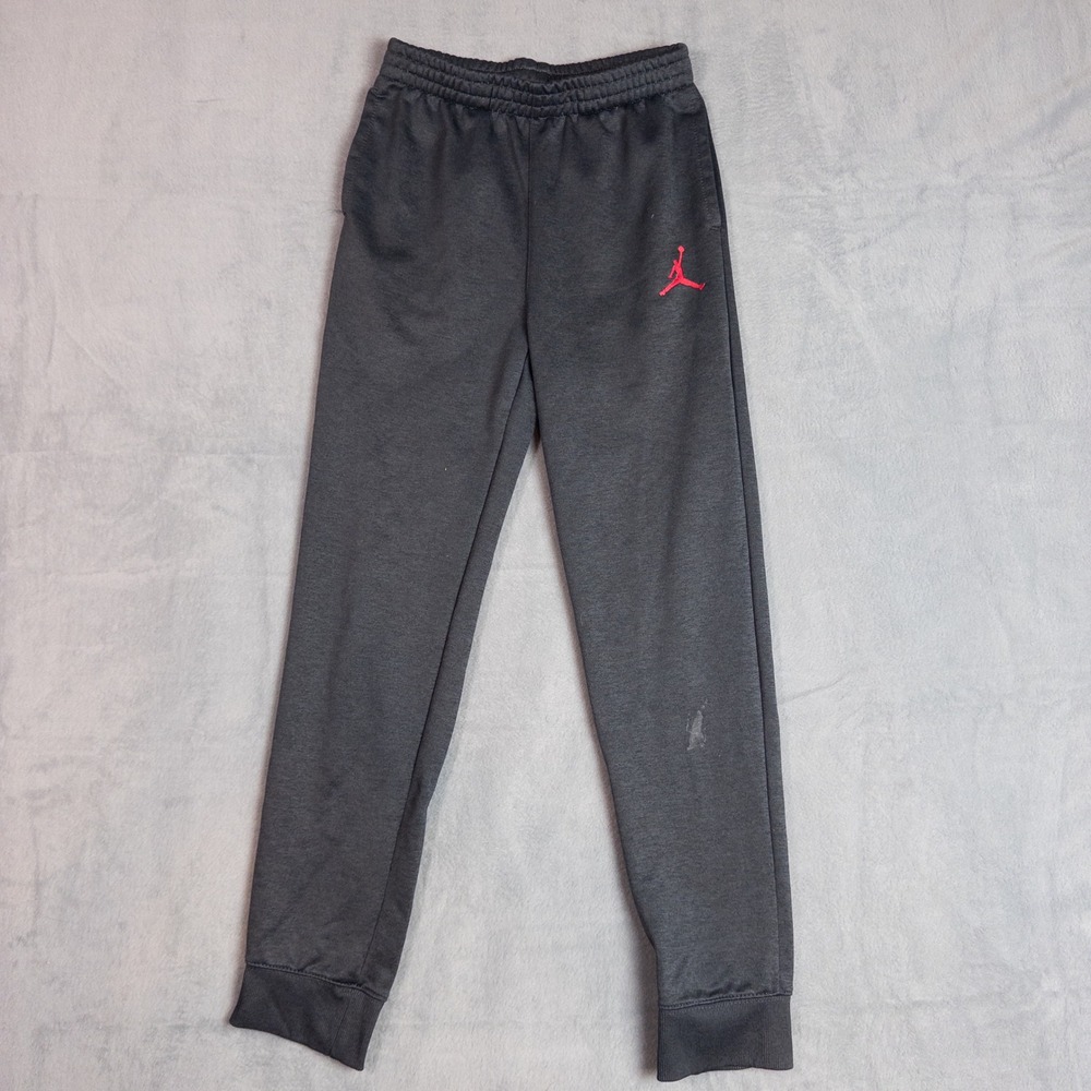Jordan Joggers Boys XL 13-15 Charcoal Gray Good Jumpman Fleece Athletic Pants